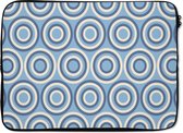 Laptophoes 13 inch - Cirkel - Blauw - Patroon - Laptop sleeve - Binnenmaat 32x22,5 cm - Zwarte achterkant
