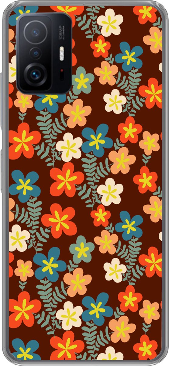Telefoonhoesje Geschikt voor Xiaomi 11T Pro hoesje - Retro - Patronen - Bloemen - Jaren 70 - Siliconen Telefoonhoesje Telefoonhoesje