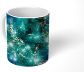 Mok - Ruimte - Goud - Marmer print - Patronen - Mokken - 350 ML - Beker - Uitdeelcadeautjes