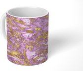 Mok - Marmer print - Goud - Paars - Patronen - Mokken - 350 ML - Beker - Uitdeelcadeautjes