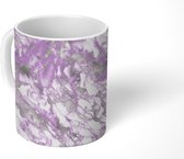 Mok - Paars- Zilver - Marmer print - Patronen - Mokken - 350 ML - Beker - Uitdeelcadeautjes