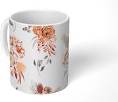Mok - Patronen - Rozen - Wit - Mokken - 350 ML - Beker - Uitdeelcadeautjes