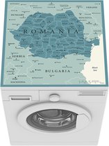 Wasmachine beschermer mat - Blauwe kaart van Roemenië - Breedte 60 cm x hoogte 60 cm