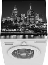 Wasmachine beschermer mat - Melbourne - Australië - Zwart - Wit - Breedte 60 cm x hoogte 60 cm