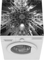 Wasmachine beschermer mat - Spanje - Barcelona - Sagrada Familia - Zwart - Wit - Breedte 60 cm x hoogte 60 cm