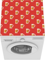 Wasmachine beschermer mat - Glazen - Bier - Rood - Breedte 60 cm x hoogte 60 cm