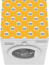 Wasmachine beschermer mat - Design - Architectuur - Geel - Breedte 60 cm x hoogte 60 cm
