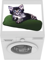 Wasmachine beschermer mat - een kitten met blauwe ogen - Breedte 55 cm x hoogte 45 cm