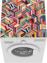 Wasmachine beschermer mat - Abstract patroon van kleurrijke strepen die kubussen vormen - Breedte 60 cm x hoogte 60 cm