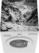 Wasmachine beschermer mat - Lawine stort in de verte van de berg - zwart wit - Breedte 60 cm x hoogte 60 cm