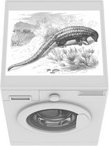 Wasmachine beschermer mat - Een zwart-wit illustratie van een schubdier in de natuur - zwart wit - Breedte 55 cm x hoogte 45 cm