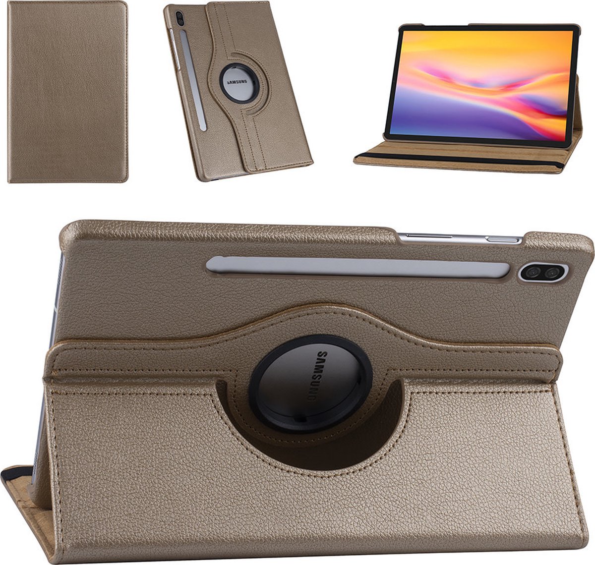 Samsung Galaxy Tab S6 Goud Book Case Tablethoes - PU