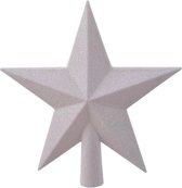 1x Nacre blanche paillettes Sapin de Noël étoile pic en plastique 19 cm - Décoration Décorations pour sapins de Noël nacre blanche