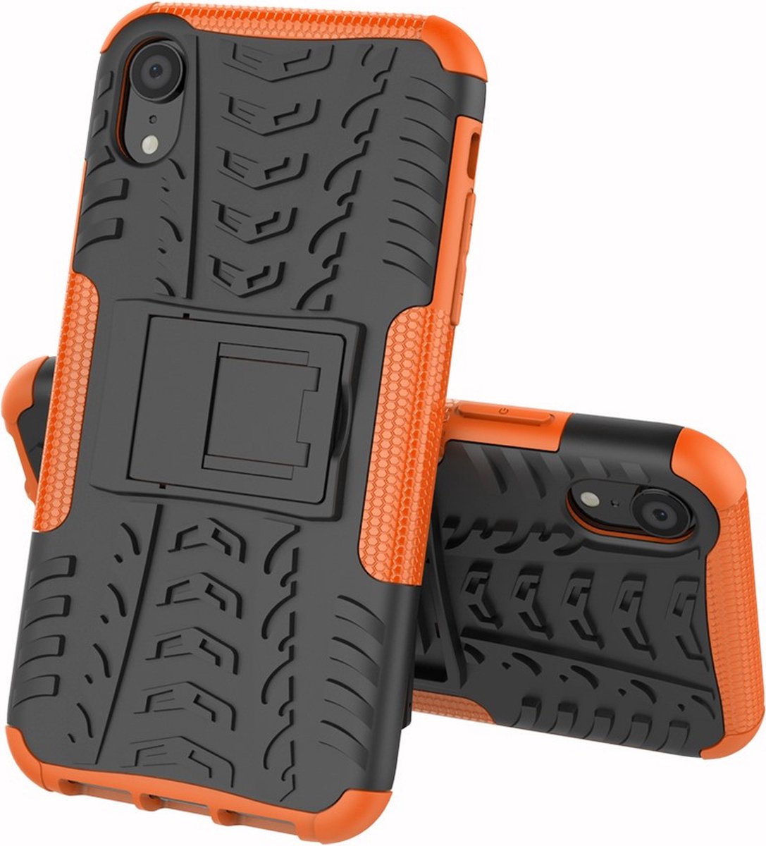 Peachy Hybride standaard case shockproof hoesje geschikt voor iPhone XS Max - Oranje