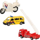 Nederlandse politie/brandweer/ambulance speelgoedauto set 7,5 cm - Speelgoed auto's voor kinderen/jongens