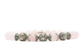 Beaddhism - Armband - Rosa - Triple Kashmir Caps - Zilver - 8 mm - 20 cm