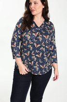 Paprika Dames T-shirt in tricot bedrukt met vlinders - T-shirt - Maat 52