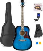 Bol.com Akoestische gitaar voor beginners - MAX SoloJam Western gitaar - incl. gitaar stemapparaat gitaartas en 2x plectrum - Blauw aanbieding