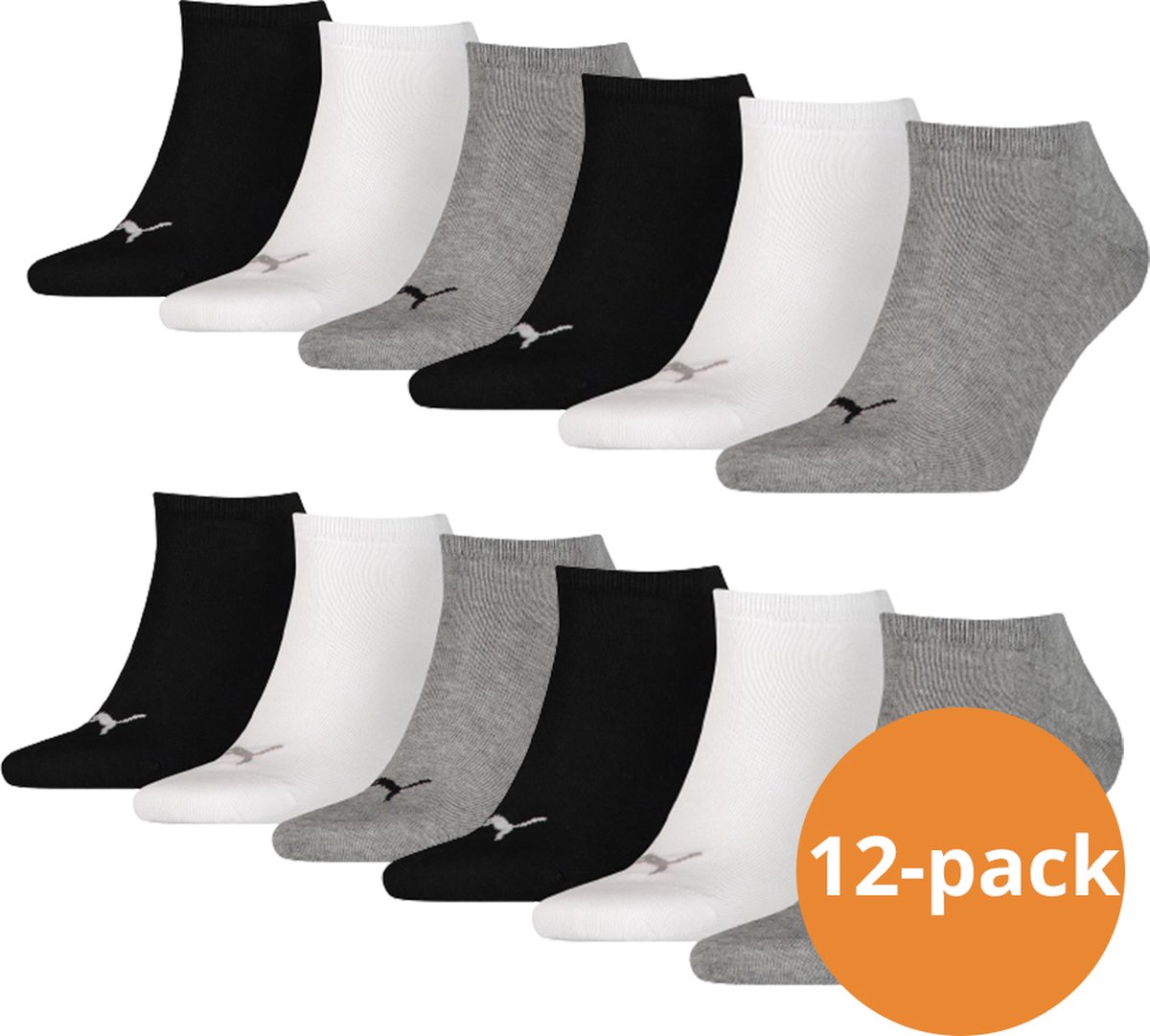 Puma Sneakersokken Plain 12-pack / -47/49 Zwart