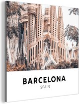 Wanddecoratie Metaal - Aluminium Schilderij Industrieel - Barcelona - Kerk - Spanje - 50x50 cm - Dibond - Foto op aluminium - Industriële muurdecoratie - Voor de woonkamer/slaapkamer