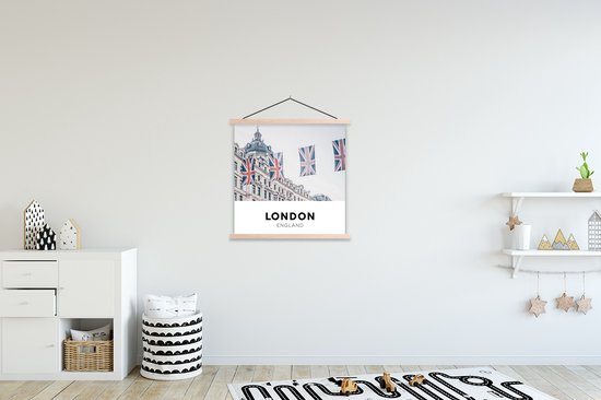 Affiche scolaire - Londres - Drapeau - Angleterre - 60x60 cm - Lattes vierges