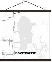 Posterhanger incl. Poster 40x40 cm - Schoolplaat - Kaart - Stadskaart - Plattegrond - Bovenwijde - Textielposter - Zwarte latten - Plattegrond