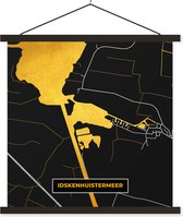 Posterhanger incl. Poster 120x120 cm - Schoolplaat - Kaart - Plattegrond - Stadskaart - Idskenhuistermeer - Goud - Textielposter - Zwarte latten - Plattegrond