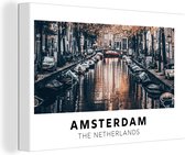 Canvas Schilderij Amsterdam - Nederland - Water - 60x40 cm - Wanddecoratie