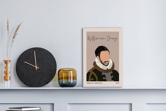 Toile - Maîtres anciens sur toile - Vintage - Ancien - Willem van Oranje - Rose - Portrait - Âge d'or - Décoration - Décoration murale - 20x30 cm