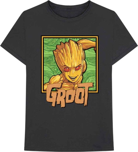 Marvel Guardians Of The Galaxy Heren Tshirt I Am Groot - Groot Square Zwart