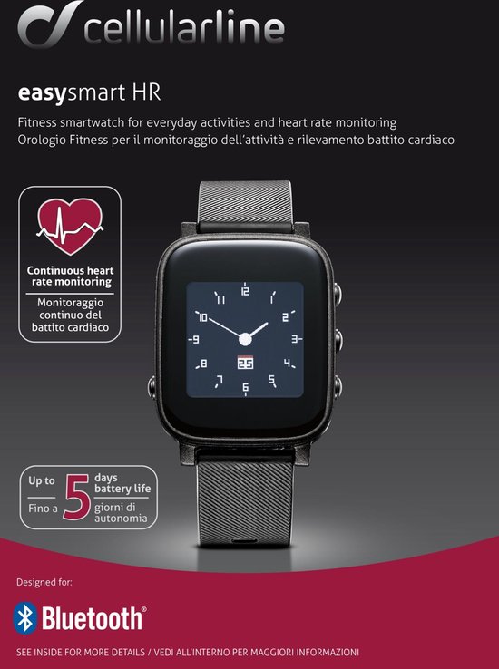 Cellularline Easy Smart HR Universale Bluetooth Zwart sport horloge bol