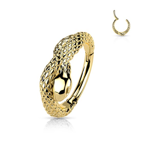 Gouden clickerring met een gedetailleerd slangenontwerp