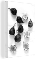 Tableau sur toile Figues sur une table en marbre - noir et blanc - 20x30 cm - Décoration murale