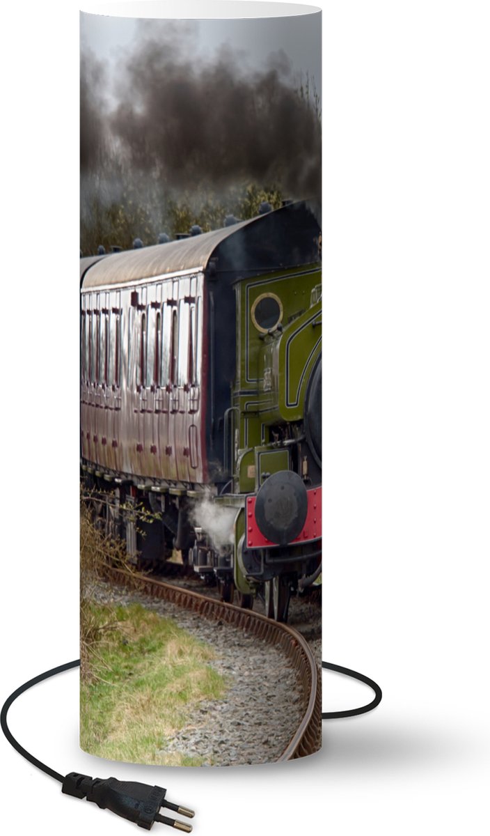 Lamp - Nachtlampje - Tafellamp slaapkamer - Een aankomende stoomtrein - 70 cm hoog - Ø22.3 cm - Inclusief LED lamp