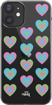 iPhone 12 Case - Retro Heart Pastel Blue - xoxo Wildhearts Transparant Case