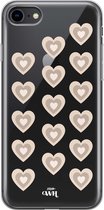 xoxo Wildhearts case voor iPhone 7/8 SE - Retro Hearts Nude - xoxo Wildhearts Transparant Case