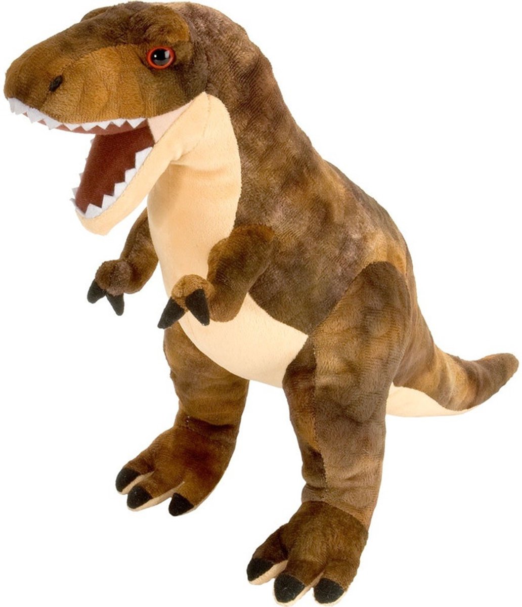 Wild Republic pluche T-rex dinosaurus knuffel - bruin - 25 cm - Dino speelgoed dieren knuffels