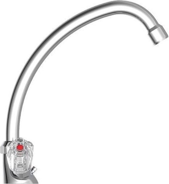 Robinet de lavabo SCHÜTTE Brillant pour chauffe-eau avec bec libre - Basse pression - Mitigeur - avec vidage - Chrome