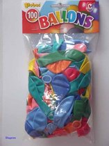 Zak met 100 ballons no. 8 plat assorti kleuren