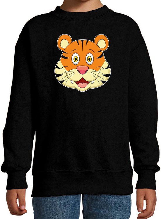 Cartoon tijger trui zwart voor jongens en meisjes - Kinderkleding / dieren sweaters kinderen 110/116