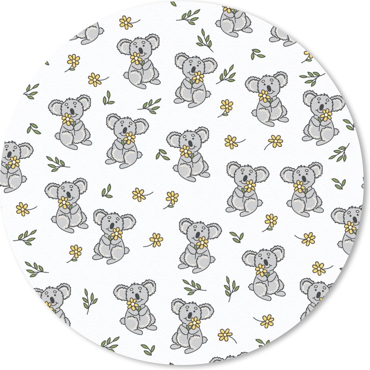 Muismat rond 20x20 cm - Mousepad Koala - Bloemen - Patronen - Kind - Ronde muismatten