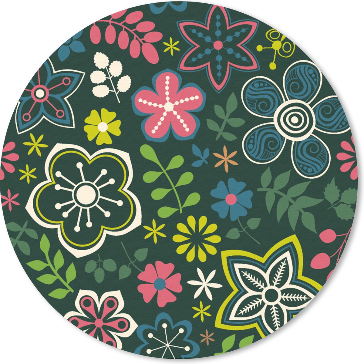 Muismat rond 20x20 cm - Mousepad Bladeren - Patronen - Bloemen - Ronde muismatten