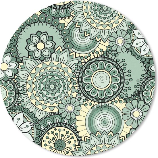 Muismat rond 30x30 cm - Mousepad Bloemen - Groen - Patronen - Ronde muismatten