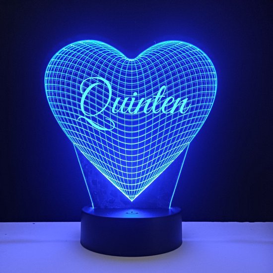 3D LED Lamp - Hart Met Naam - Quinten