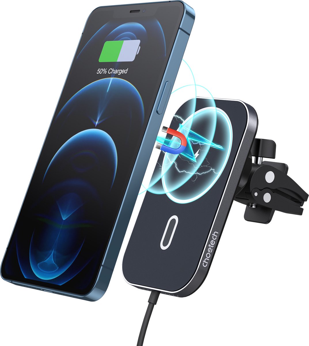 Choetech - Magnethische Draadloze oplader Smartphone Auto - MagLeap (Magsafe) Magnetic Wireless Car Charger