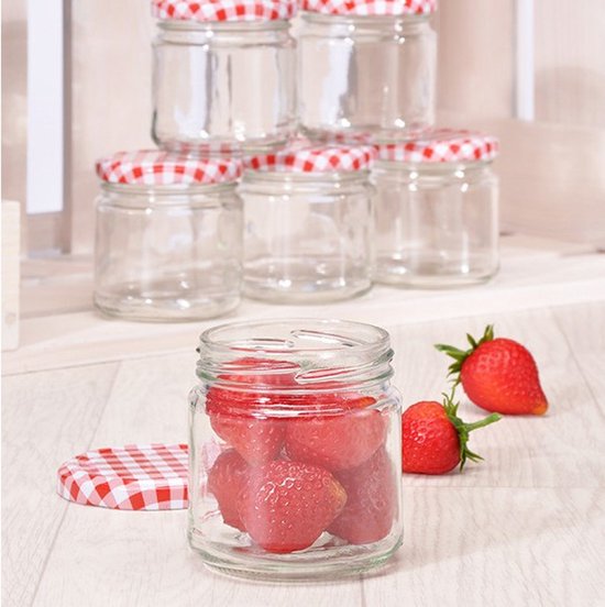 Weckpotten/inmaak jampotten - 6x - glas - 210 ml - metalen schroefdeksel - conservenpotten