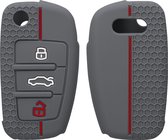 kwmobile autosleutel hoesje voor Audi 3-knops autosleutel - Autosleutel behuizing in grijs / rood