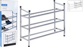 Uitschuifbaar Schoenenrek 3-Laags RVS 61,5-115x50 cm