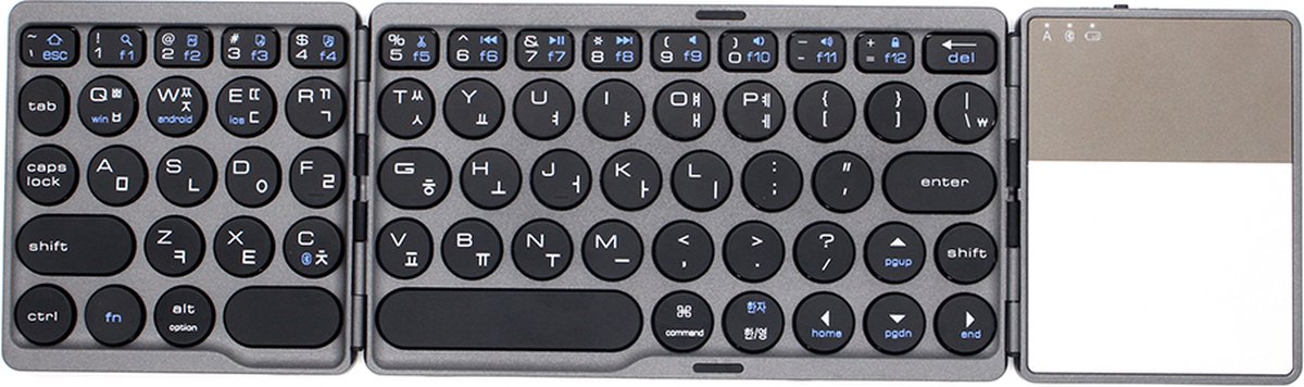 Case2go - Universeel Inklapbaar Bluetooth Toetsenbord met Touchpad - QWERTY - Opvouwbaar Keyboard voor IOS, Android en Windows - Oplaadbaar - Donker Grijs
