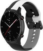 Siliconen Smartwatch bandje - Geschikt voor Strap-it Amazfit GTR 2 triple sport band - zwart-wit-grijs - GTR 2 - 22mm - Strap-it Horlogeband / Polsband / Armband